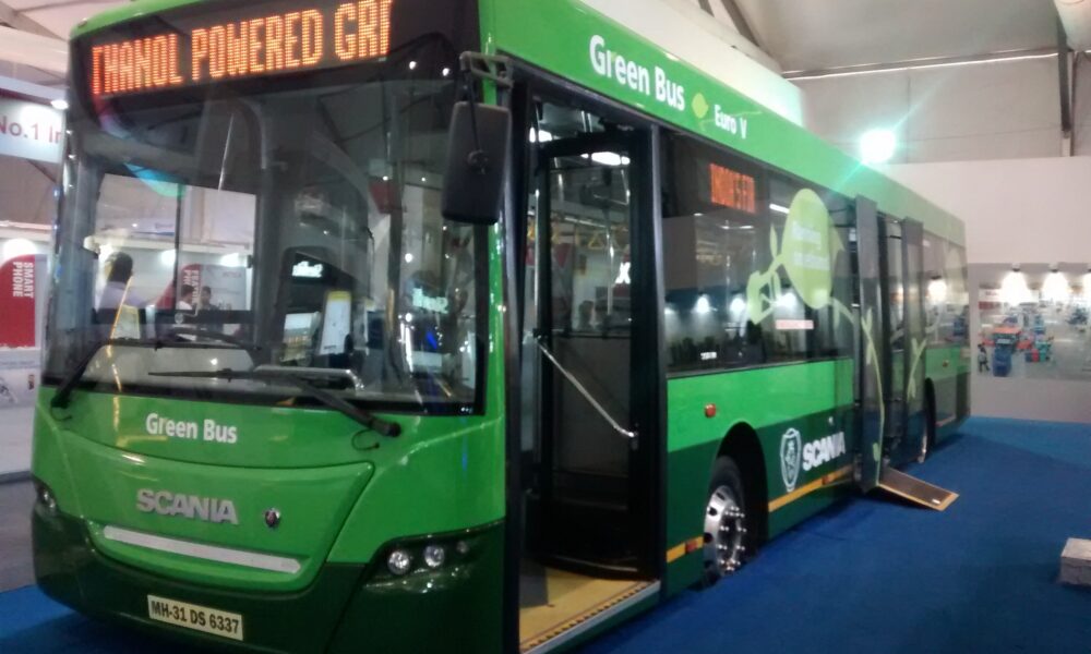 A Nagpur city bus; the municipal corporation has approved converting 195 buses in its fleet to CNG.