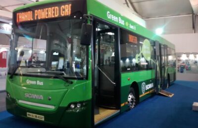 A Nagpur city bus; the municipal corporation has approved converting 195 buses in its fleet to CNG.
